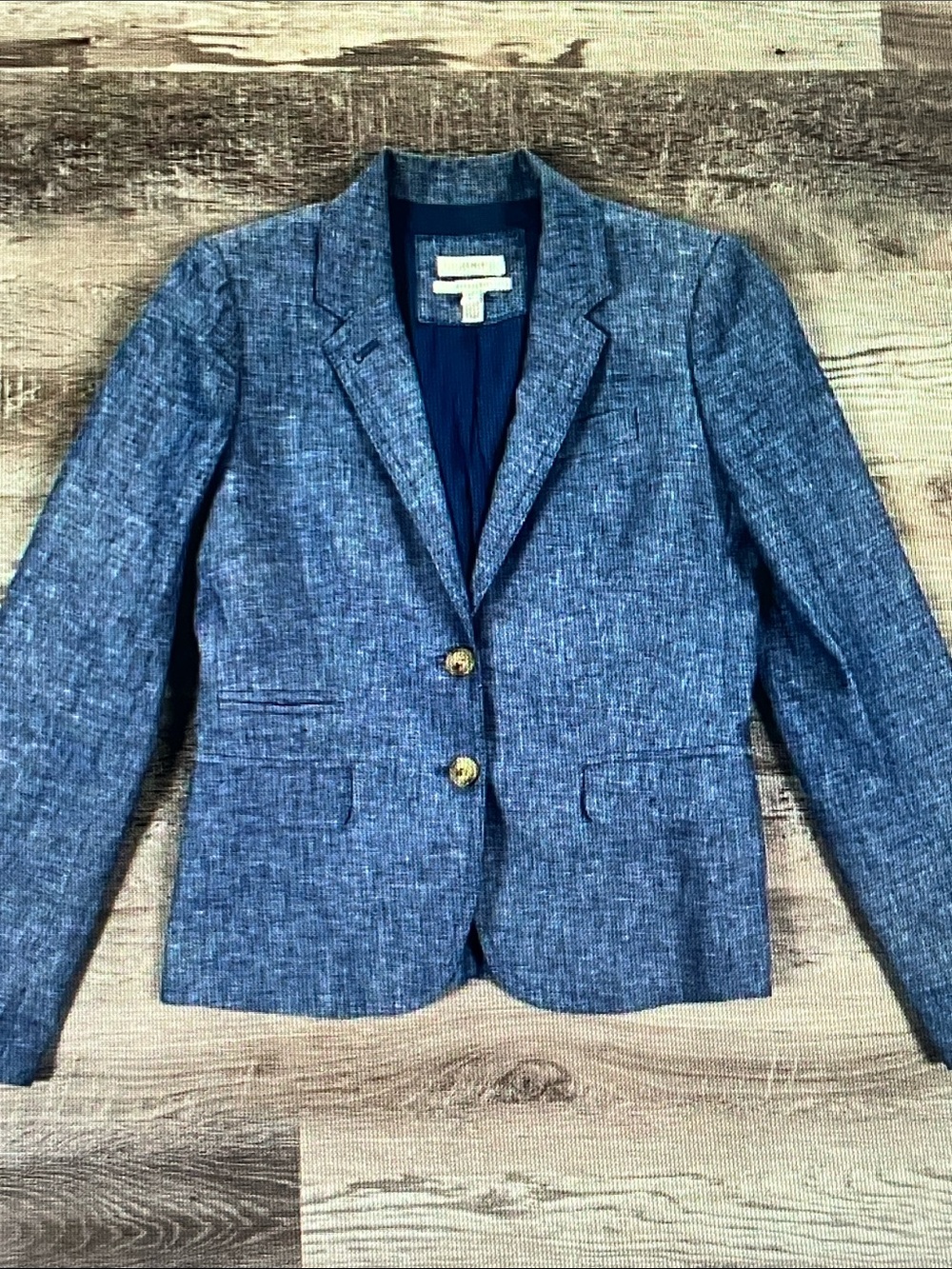 J. Crew Textured Navy Blue Two-Button Blazer